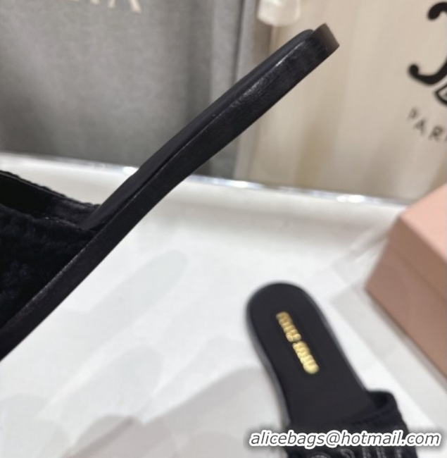 Good Product Miu Miu Knit Flat Slides Sandal MM022701 Black 2026