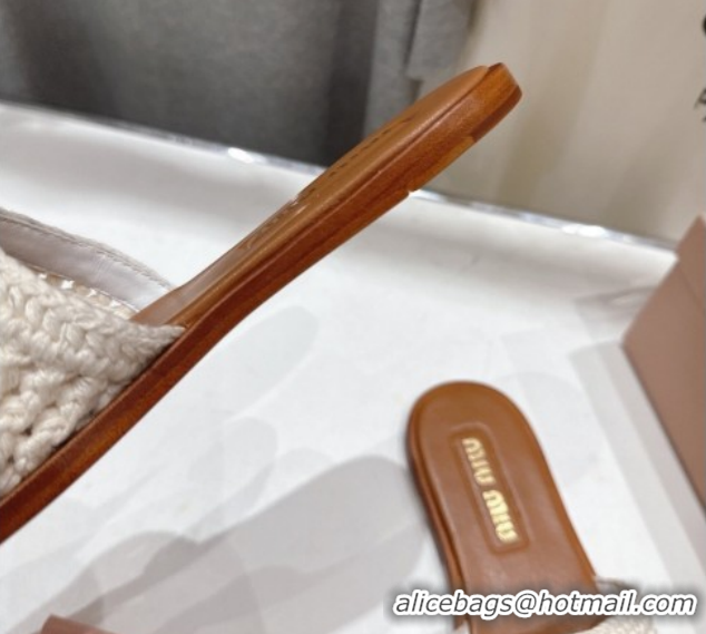 Charming Miu Miu Knit Flat Slides Sandal MM022701 White 2026