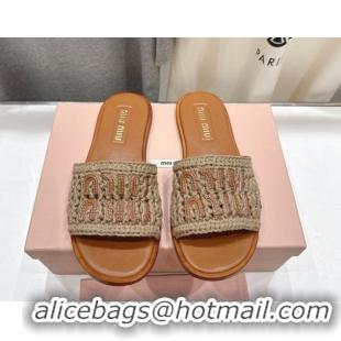 Popular Style Miu Miu Knit Flat Slides Sandal MM022701 Grey 2026