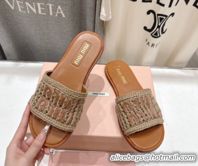 Popular Style Miu Miu Knit Flat Slides Sandal MM022701 Grey 2026