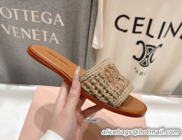 Popular Style Miu Miu Knit Flat Slides Sandal MM022701 Grey 2026