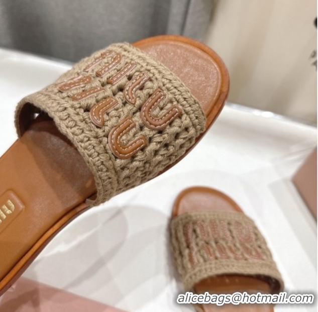 Popular Style Miu Miu Knit Flat Slides Sandal MM022701 Grey 2026