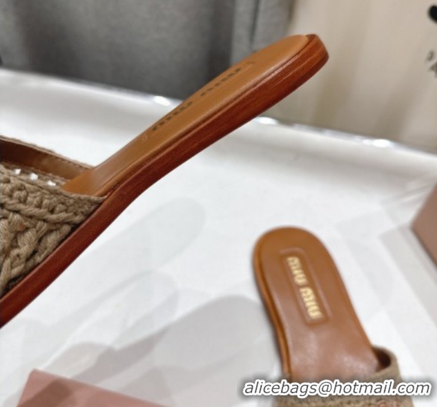 Popular Style Miu Miu Knit Flat Slides Sandal MM022701 Grey 2026