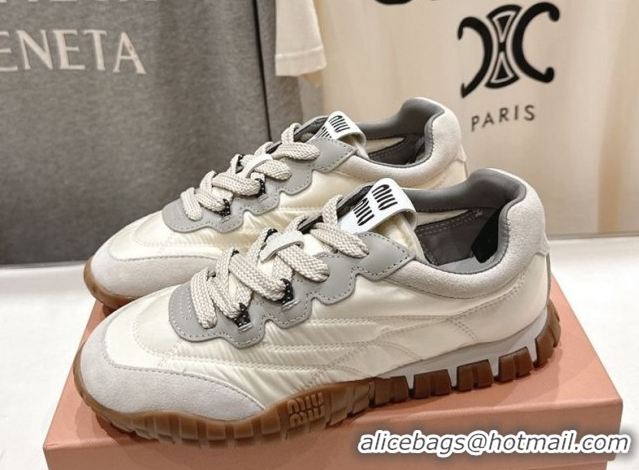 Best Product Miu Miu Tyre Technical Fabric and Suede Sneakers 5E417E White 2026