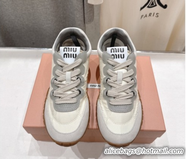 Best Product Miu Miu Tyre Technical Fabric and Suede Sneakers 5E417E White 2026
