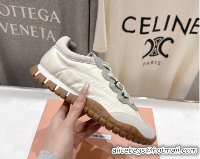 Best Product Miu Miu Tyre Technical Fabric and Suede Sneakers 5E417E White 2026