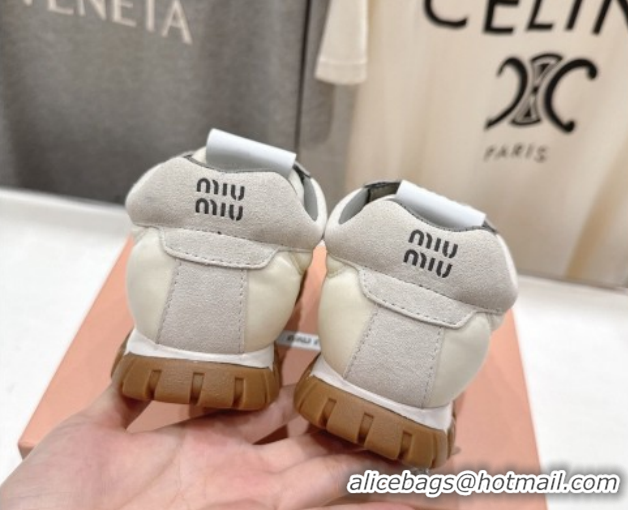 Best Product Miu Miu Tyre Technical Fabric and Suede Sneakers 5E417E White 2026