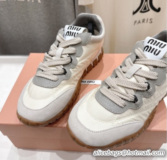 Best Product Miu Miu Tyre Technical Fabric and Suede Sneakers 5E417E White 2026