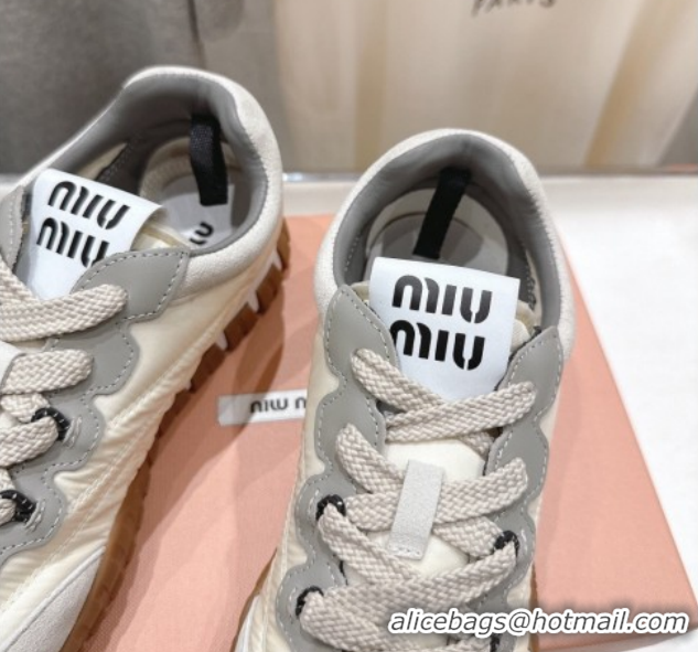 Best Product Miu Miu Tyre Technical Fabric and Suede Sneakers 5E417E White 2026