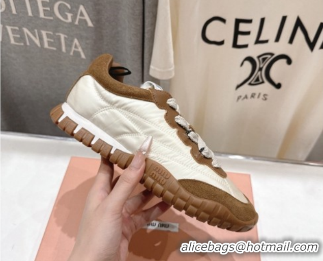 Unique Style Miu Miu Tyre Technical Fabric and Suede Sneakers 5E417E Brown 2026