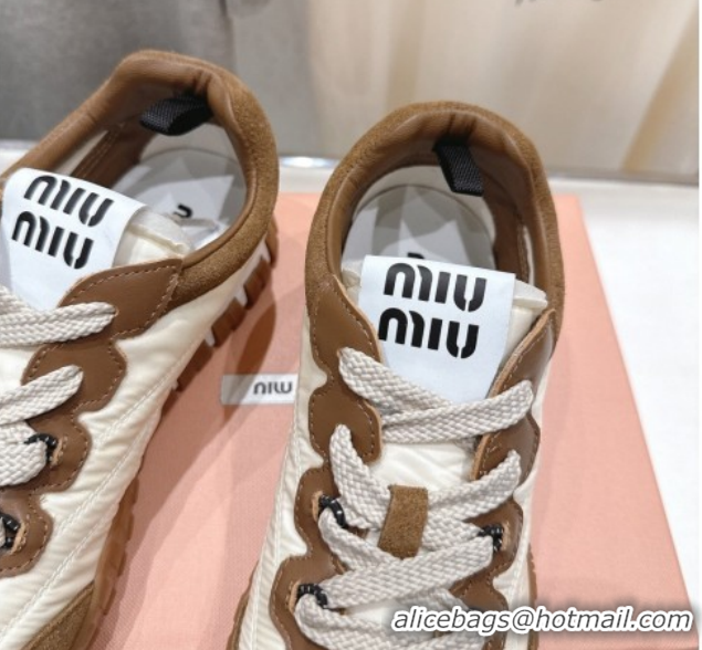 Unique Style Miu Miu Tyre Technical Fabric and Suede Sneakers 5E417E Brown 2026