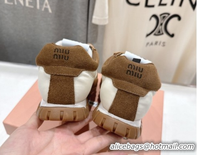 Unique Style Miu Miu Tyre Technical Fabric and Suede Sneakers 5E417E Brown 2026