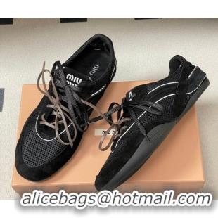 Low Cost Miu Miu Mesh and Suede Sneakers 5E589E Black 2026
