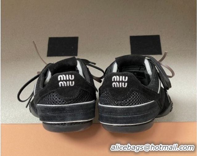 Low Cost Miu Miu Mesh and Suede Sneakers 5E589E Black 2026