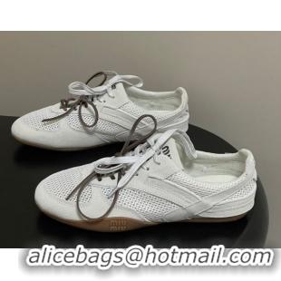 Good Looking Miu Miu Mesh and Suede Sneakers 5E589E White 2026