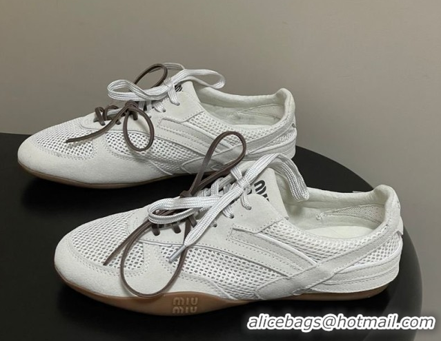 Good Looking Miu Miu Mesh and Suede Sneakers 5E589E White 2026