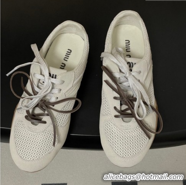 Good Looking Miu Miu Mesh and Suede Sneakers 5E589E White 2026