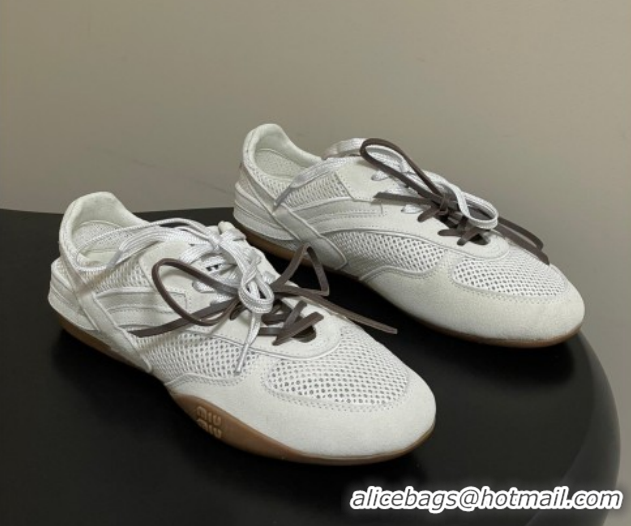 Good Looking Miu Miu Mesh and Suede Sneakers 5E589E White 2026