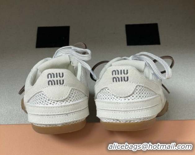 Good Looking Miu Miu Mesh and Suede Sneakers 5E589E White 2026