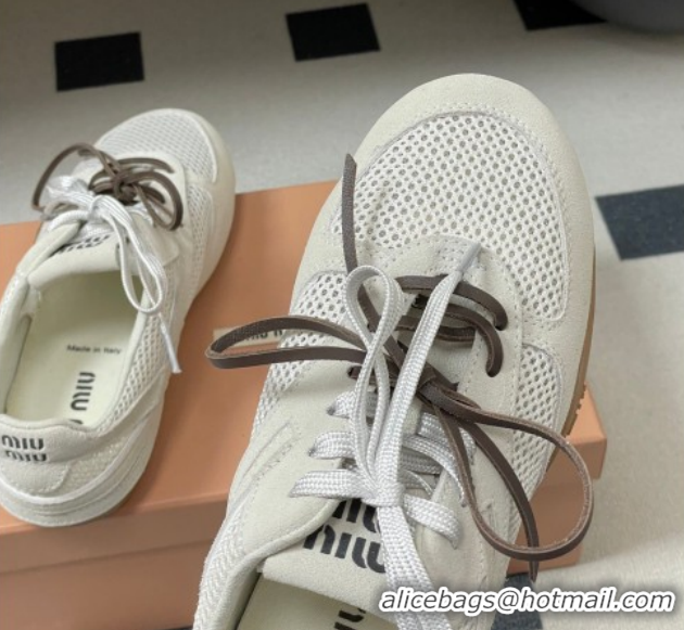 Good Looking Miu Miu Mesh and Suede Sneakers 5E589E White 2026