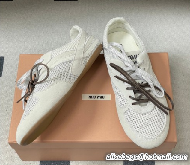 Good Looking Miu Miu Mesh and Suede Sneakers 5E589E White 2026