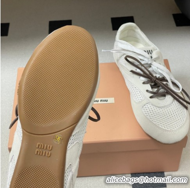 Good Looking Miu Miu Mesh and Suede Sneakers 5E589E White 2026