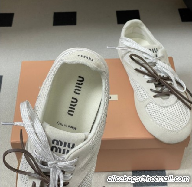 Good Looking Miu Miu Mesh and Suede Sneakers 5E589E White 2026