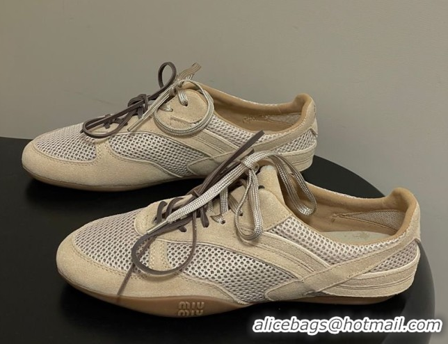 Duplicate Miu Miu Mesh and Suede Sneakers 5E589E Beige 2026