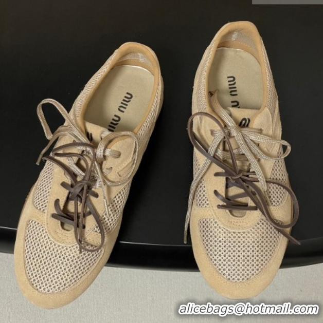 Duplicate Miu Miu Mesh and Suede Sneakers 5E589E Beige 2026