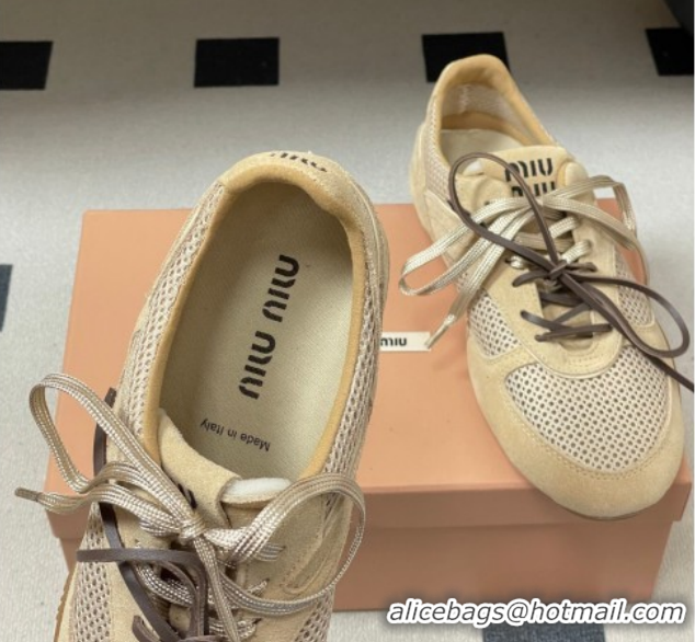 Duplicate Miu Miu Mesh and Suede Sneakers 5E589E Beige 2026