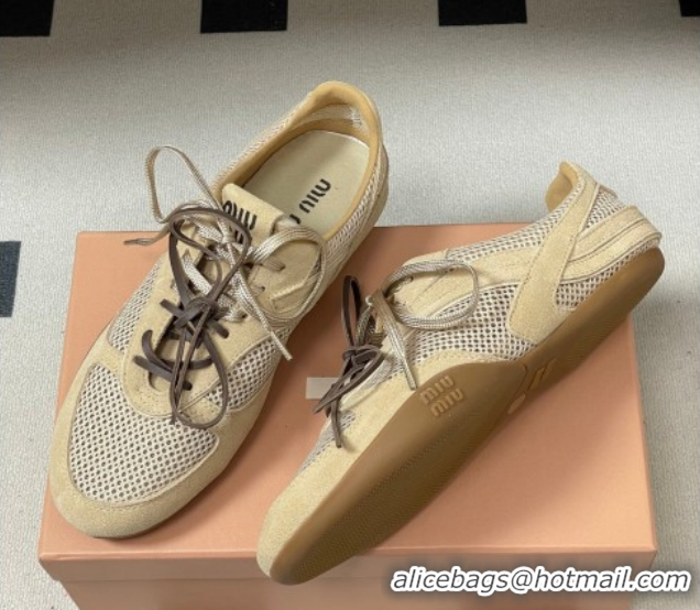 Duplicate Miu Miu Mesh and Suede Sneakers 5E589E Beige 2026