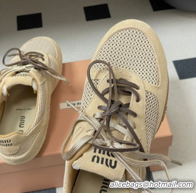 Duplicate Miu Miu Mesh and Suede Sneakers 5E589E Beige 2026