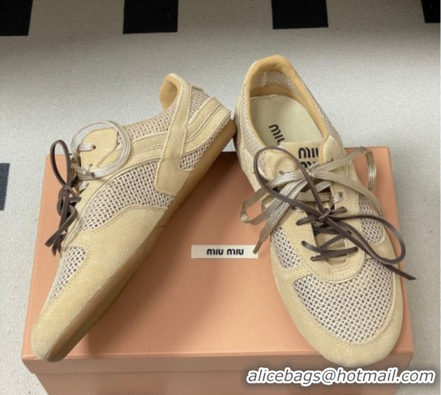 Duplicate Miu Miu Mesh and Suede Sneakers 5E589E Beige 2026