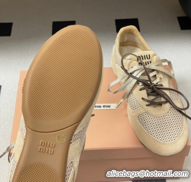 Duplicate Miu Miu Mesh and Suede Sneakers 5E589E Beige 2026