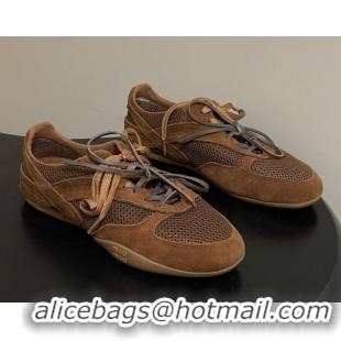 Most Popular Miu Miu Mesh and Suede Sneakers 5E589E Brown 2026