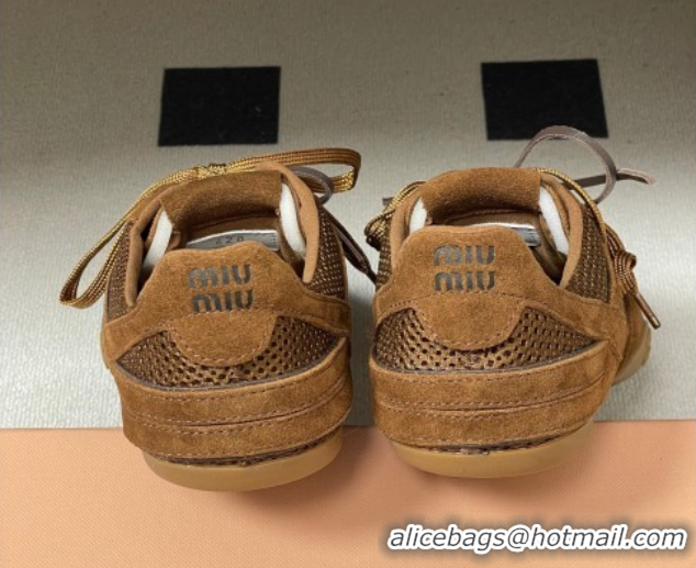 Most Popular Miu Miu Mesh and Suede Sneakers 5E589E Brown 2026