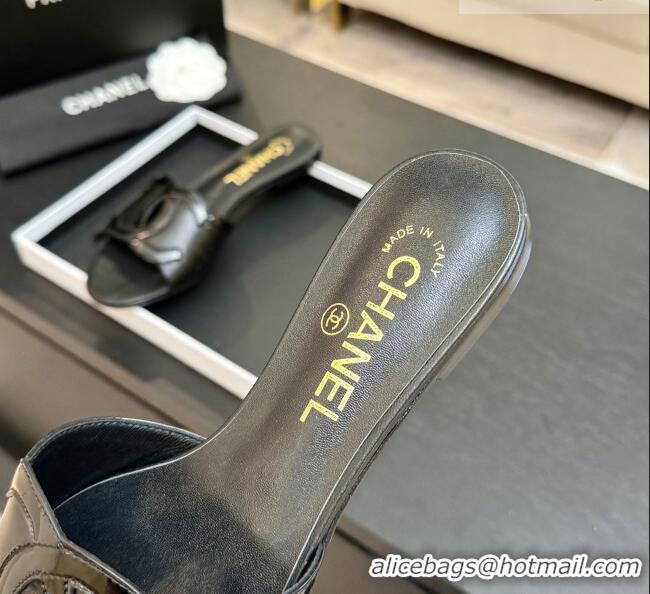 Low Cost Chanel Lambskin & Patent Leather Flat Mules Sandals G47252 Black 2026