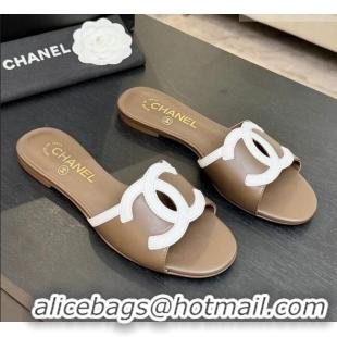 ​Luxury New Chanel Lambskin Flat Mules Sandals G47252 Khaki 2026