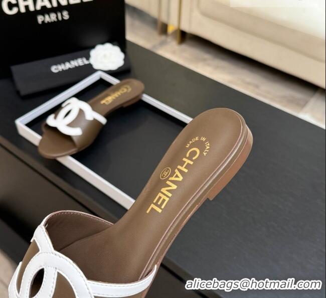 ​Luxury New Chanel Lambskin Flat Mules Sandals G47252 Khaki 2026