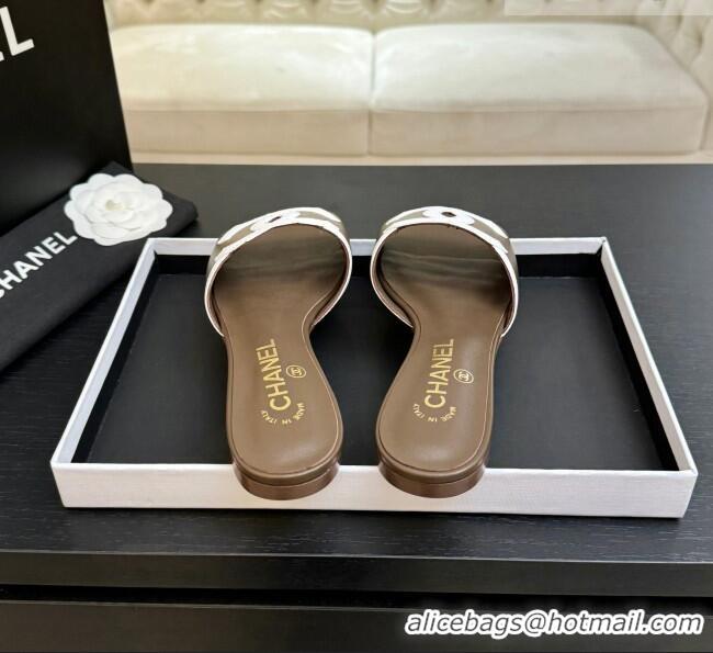 ​Luxury New Chanel Lambskin Flat Mules Sandals G47252 Khaki 2026