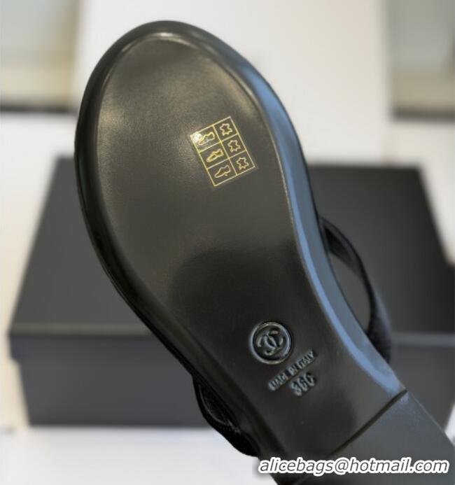 ​Hot Style Chanel Velvet Thongs with CC Logo CH32807 Black 2026