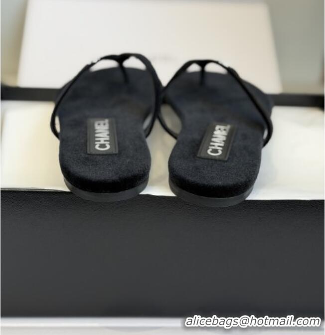 ​Hot Style Chanel Velvet Thongs with CC Logo CH32807 Black 2026
