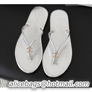 ​Cheapest Chanel Thongs in Crackled Laminated Calfskin G47243 Silver Spring Summer 2026