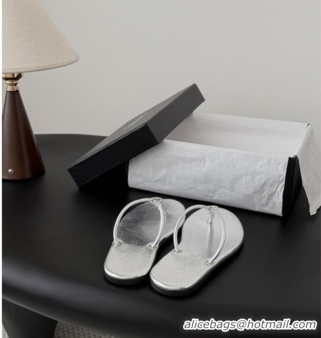 ​Cheapest Chanel Thongs in Crackled Laminated Calfskin G47243 Silver Spring Summer 2026