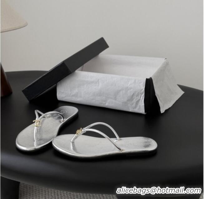 ​Cheapest Chanel Thongs in Crackled Laminated Calfskin G47243 Silver Spring Summer 2026