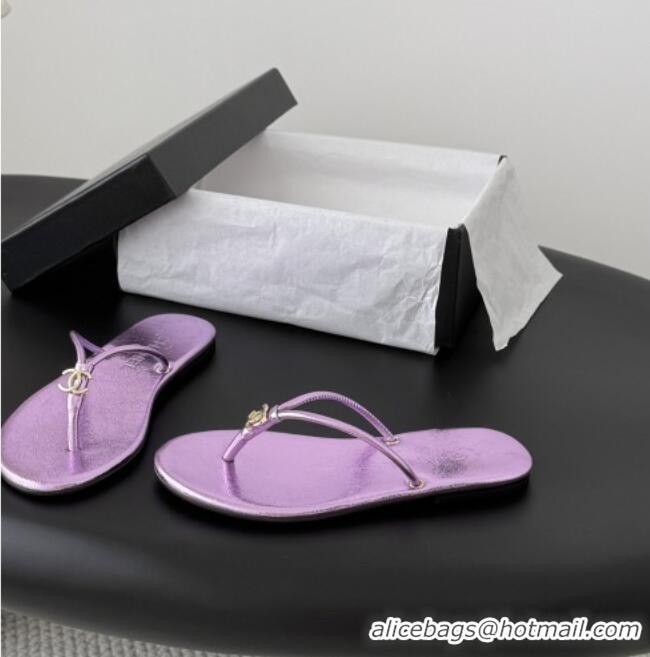 ​Good Looking Chanel Thongs in Crackled Laminated Calfskin G47243 Purple Spring Summer 2026