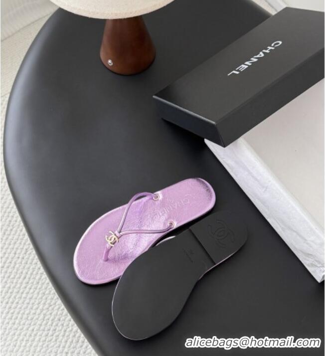 ​Good Looking Chanel Thongs in Crackled Laminated Calfskin G47243 Purple Spring Summer 2026