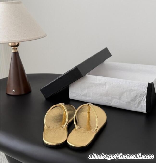 ​Grade Quality Chanel Thongs in Crackled Laminated Calfskin G47243 Gold Spring Summer 2026