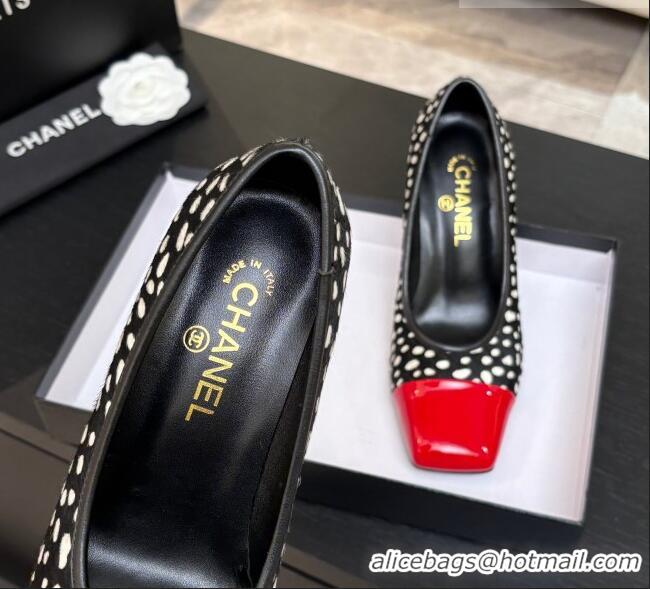 ​Stylish Discount Chanel Horsehair & Patent Calfskin Pumps G47180 Black/Red Spring Summer 2026