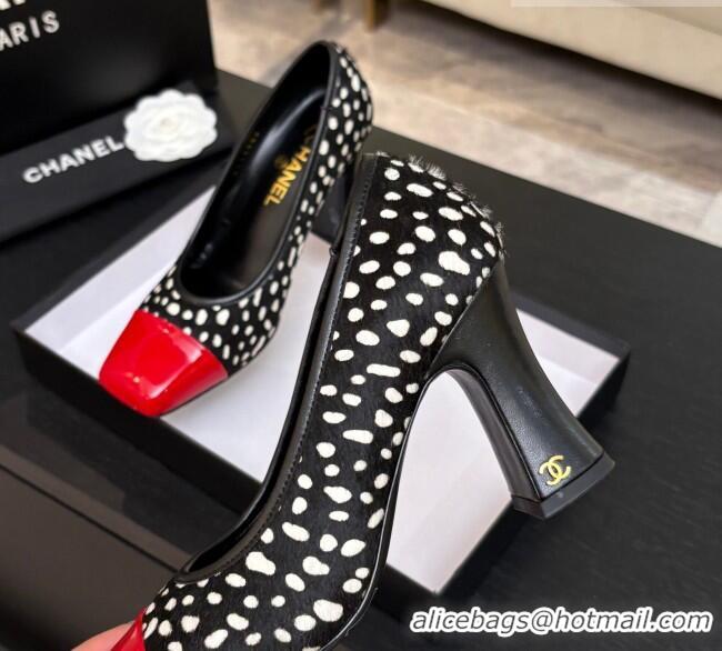 ​Stylish Discount Chanel Horsehair & Patent Calfskin Pumps G47180 Black/Red Spring Summer 2026